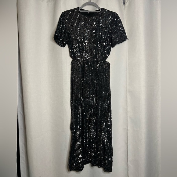 C/MEO Collective Lustre Midi Dress in Black Sequin Small - Picture 4 of 15